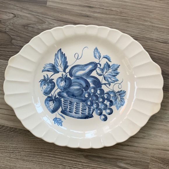 Turkey Serving Platter Collectible Ann Orr Limoges Concord TC Vintage Blue Fruit - Picture 7 of 7